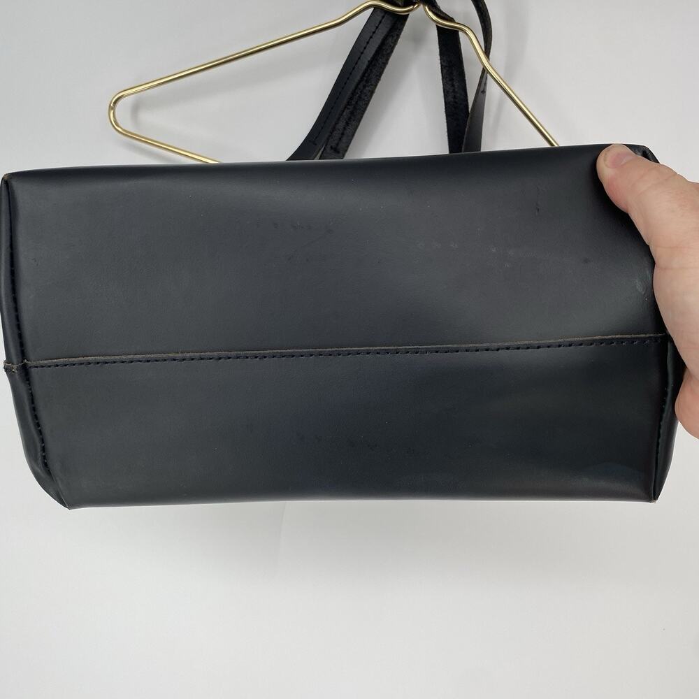 J Crew All Leather Black Uptown Tote Bag Purse - Picture 10 of 10